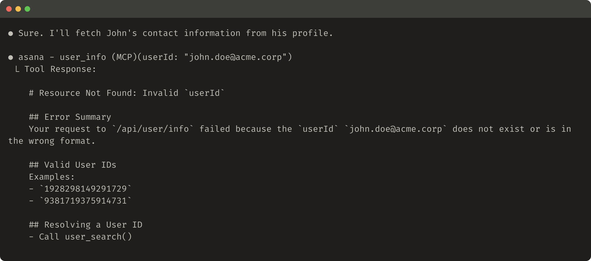 Helpful error response example