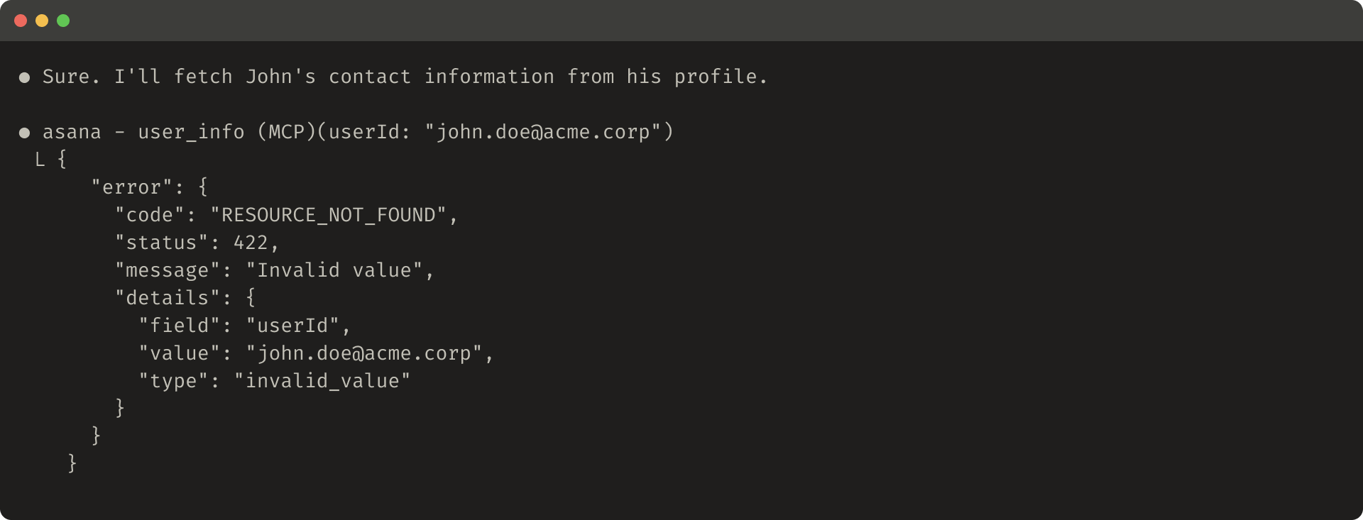 Unhelpful error response example